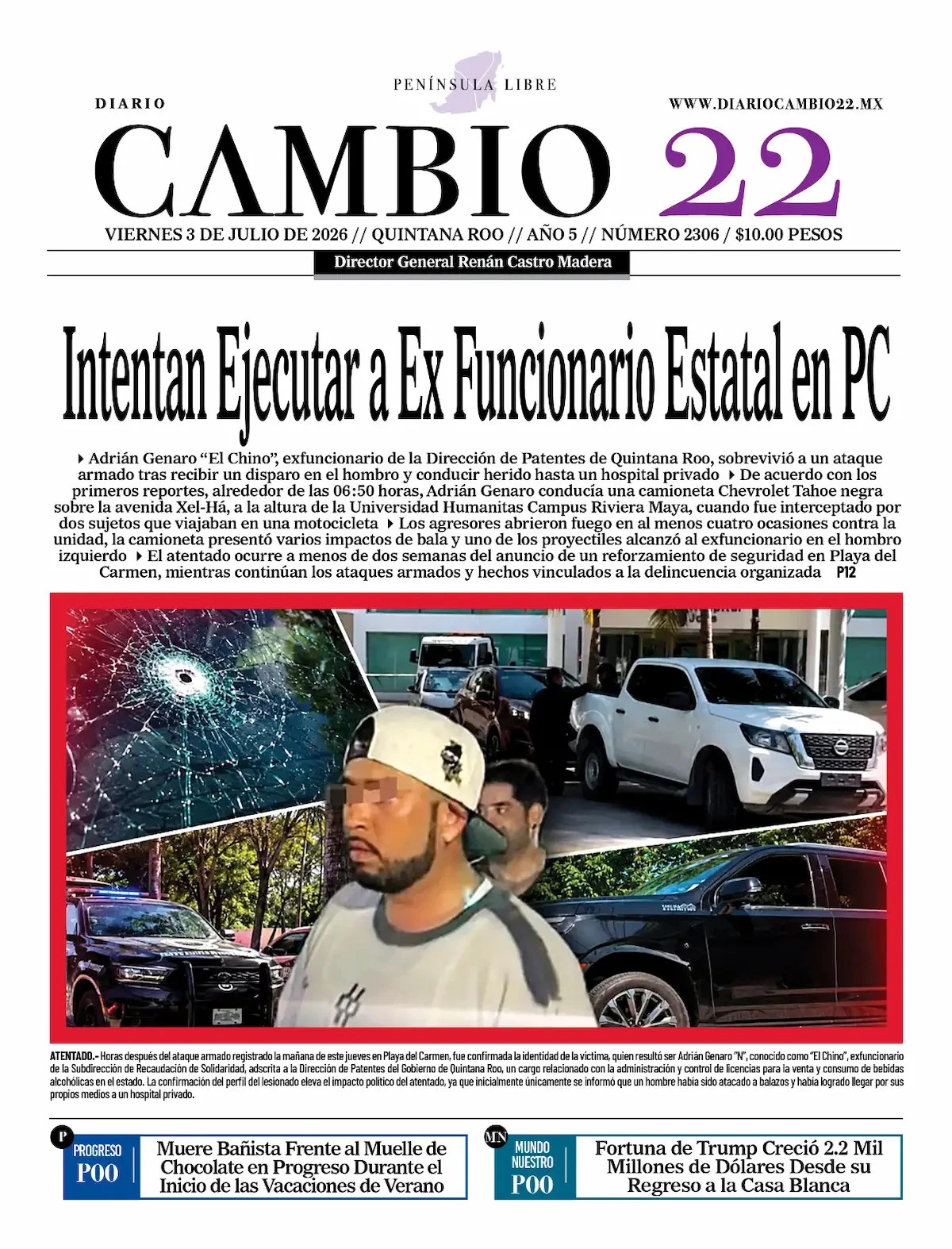 Portada de Diario Cambio 22 (contraportada)