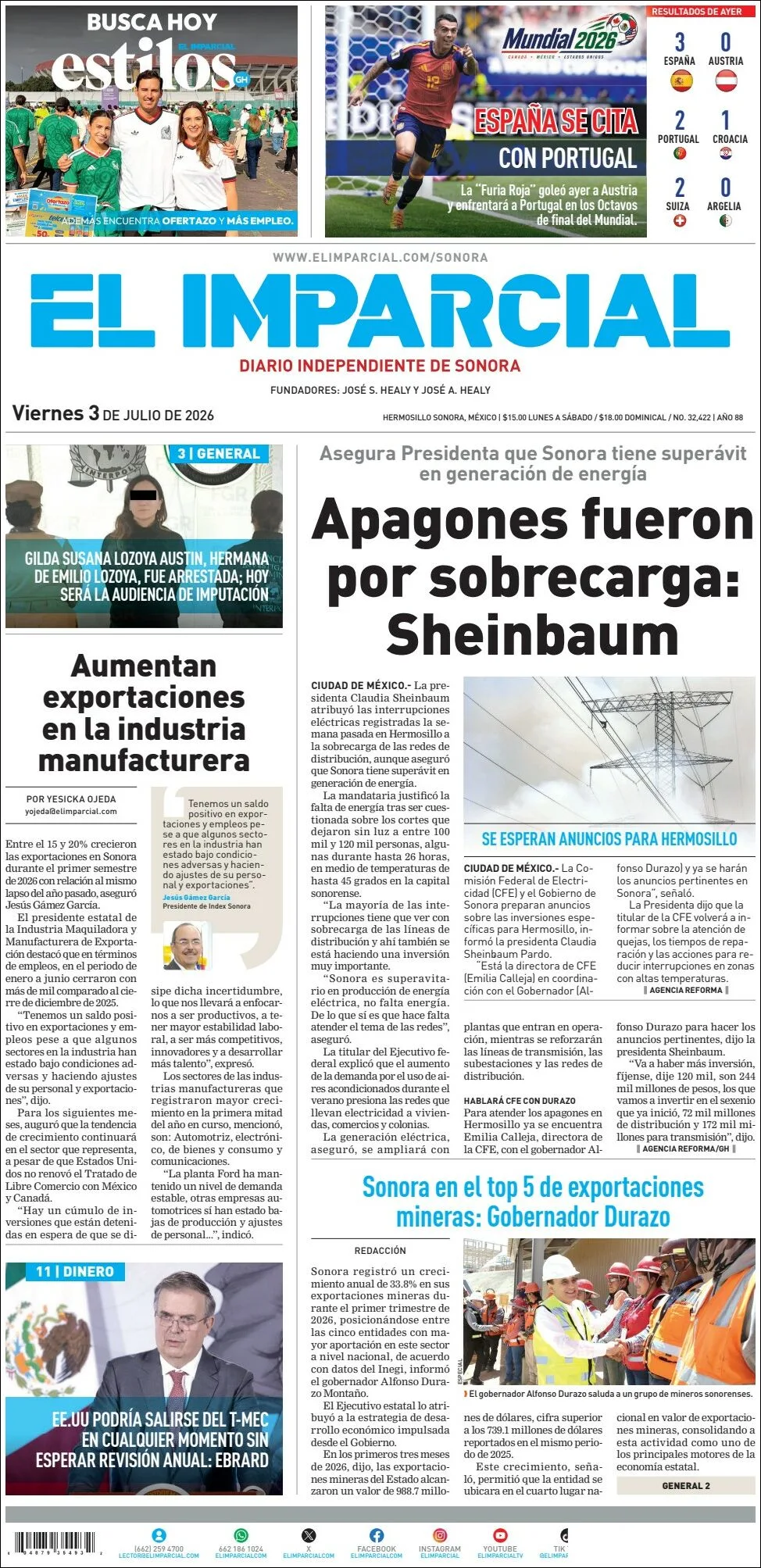 Portada de El Imparcial
