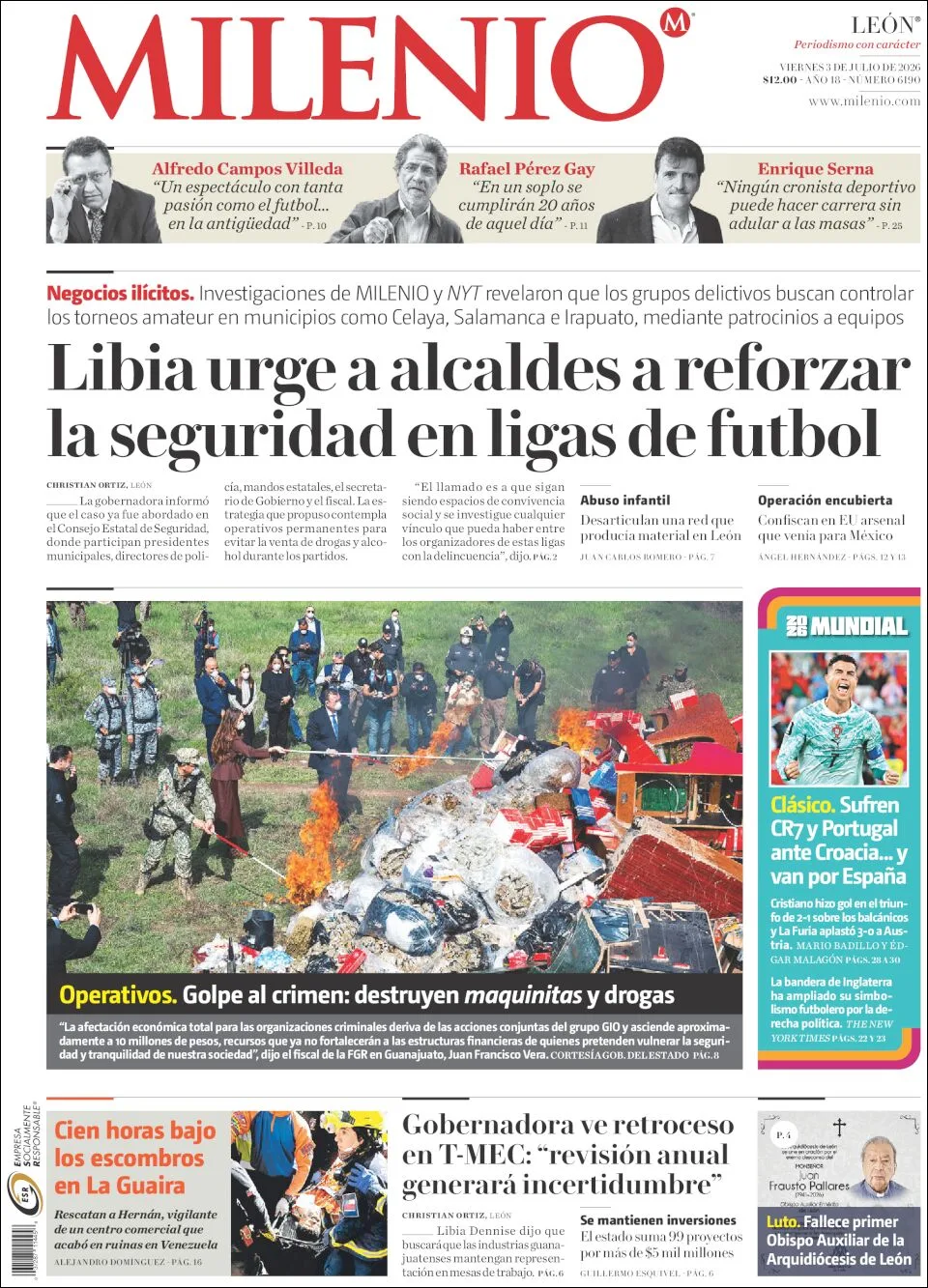 Portada de Milenio Leon del viernes, 3 de julio de 2026