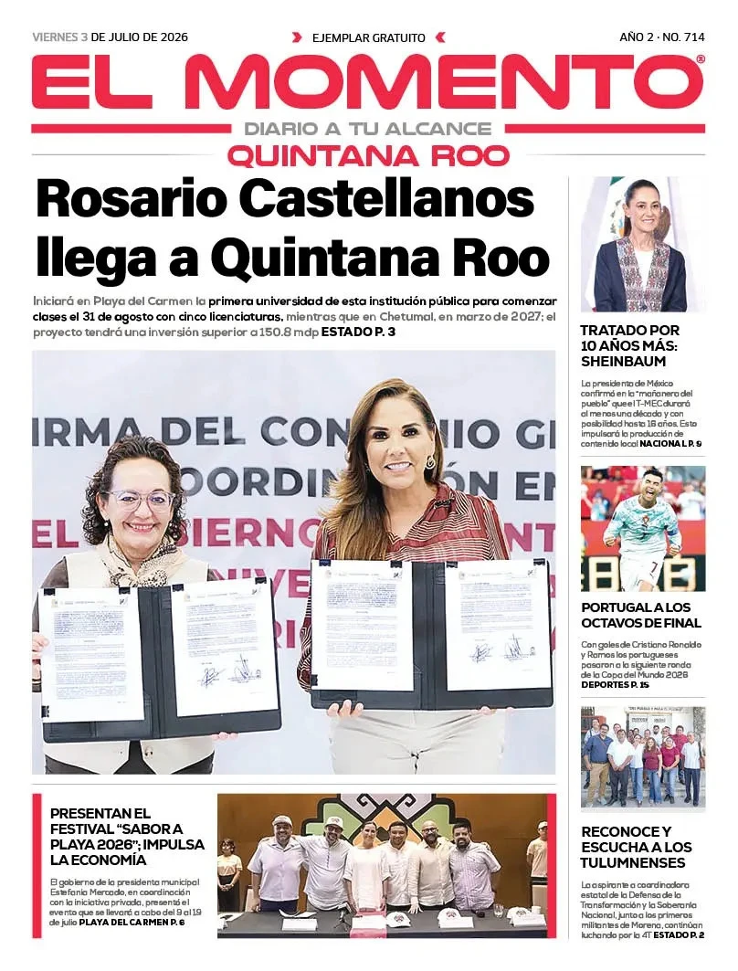 Portada de El Momento Quintana Roo del 2026-07-03