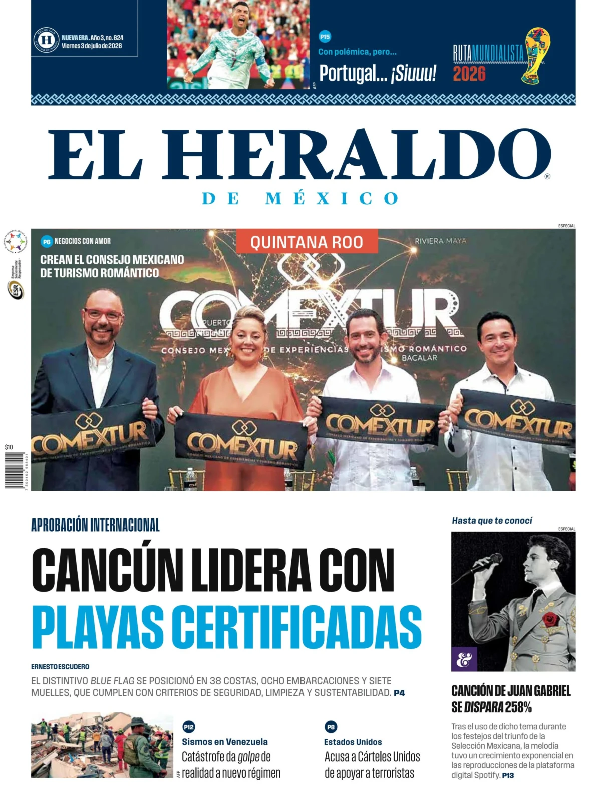 Portada de El Heraldo de Mexico - Quintana Roo