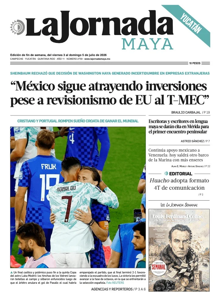 Portada de La Jornada Maya Yucatán del 2026-07-03