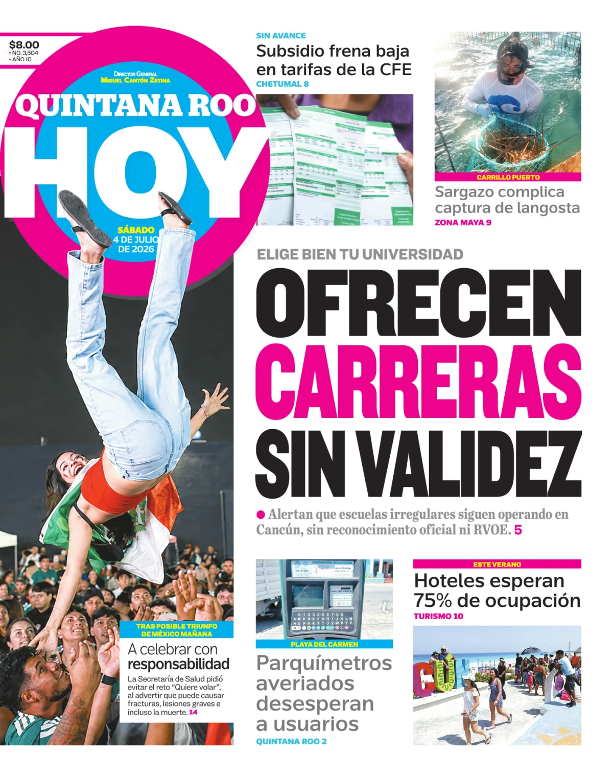 Portada de Quintana Roo Hoy (portada)