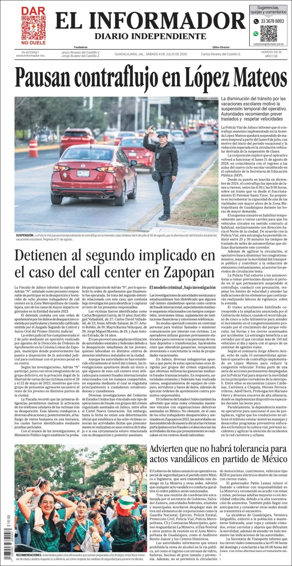 Portada de El Informador