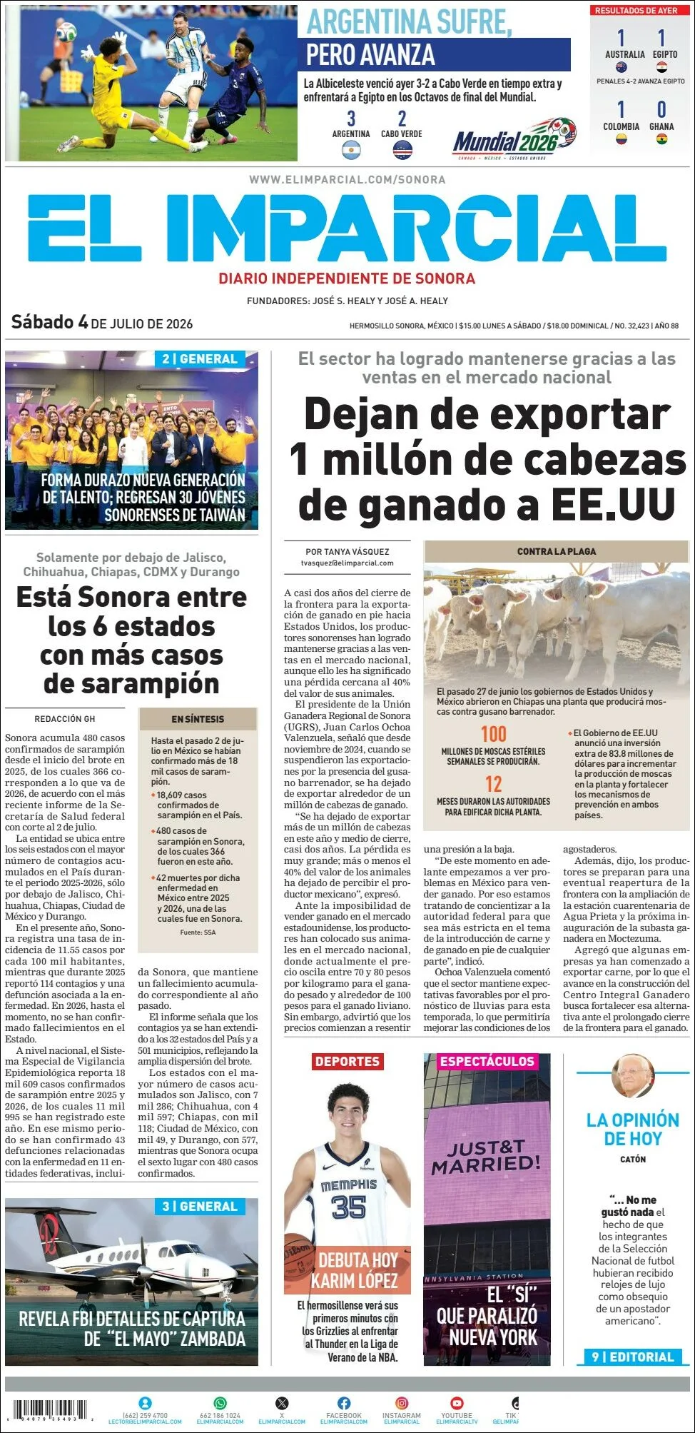 Portada de El Imparcial