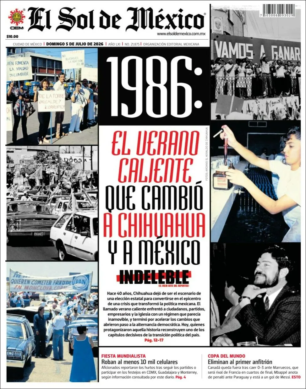 Portada de El Sol de Mexico