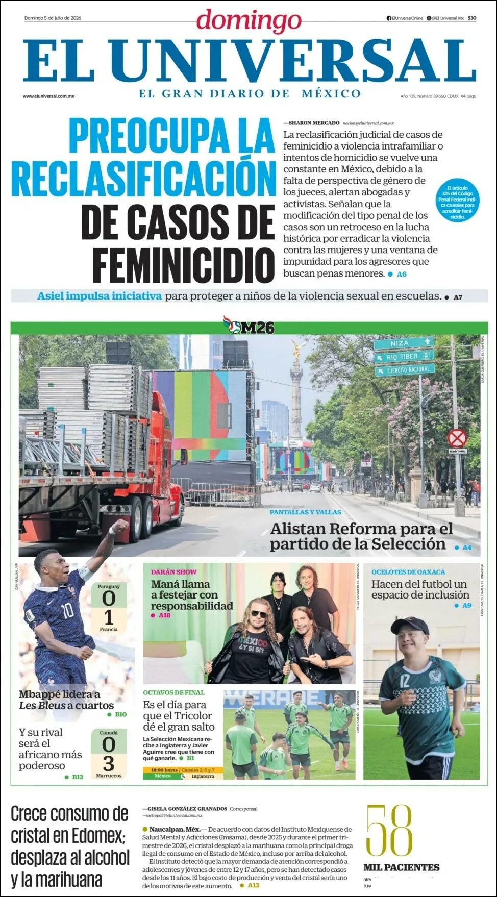 Portada de El Universal