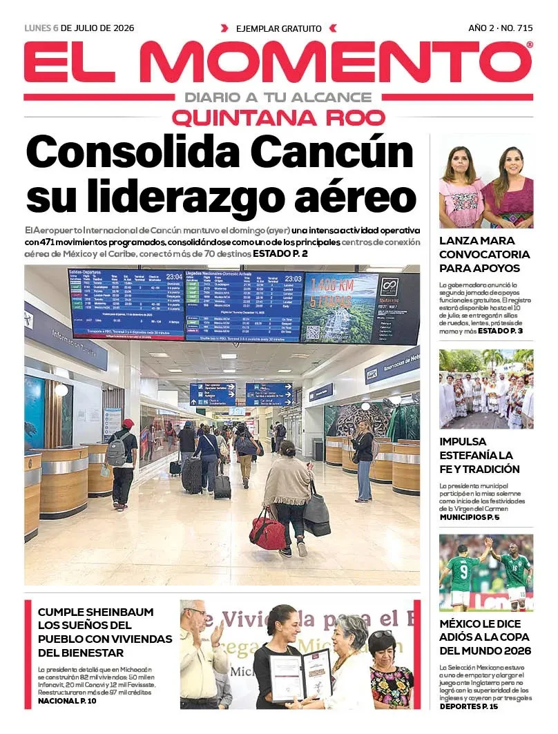 Portada de El Momento Quintana Roo del 2026-07-06