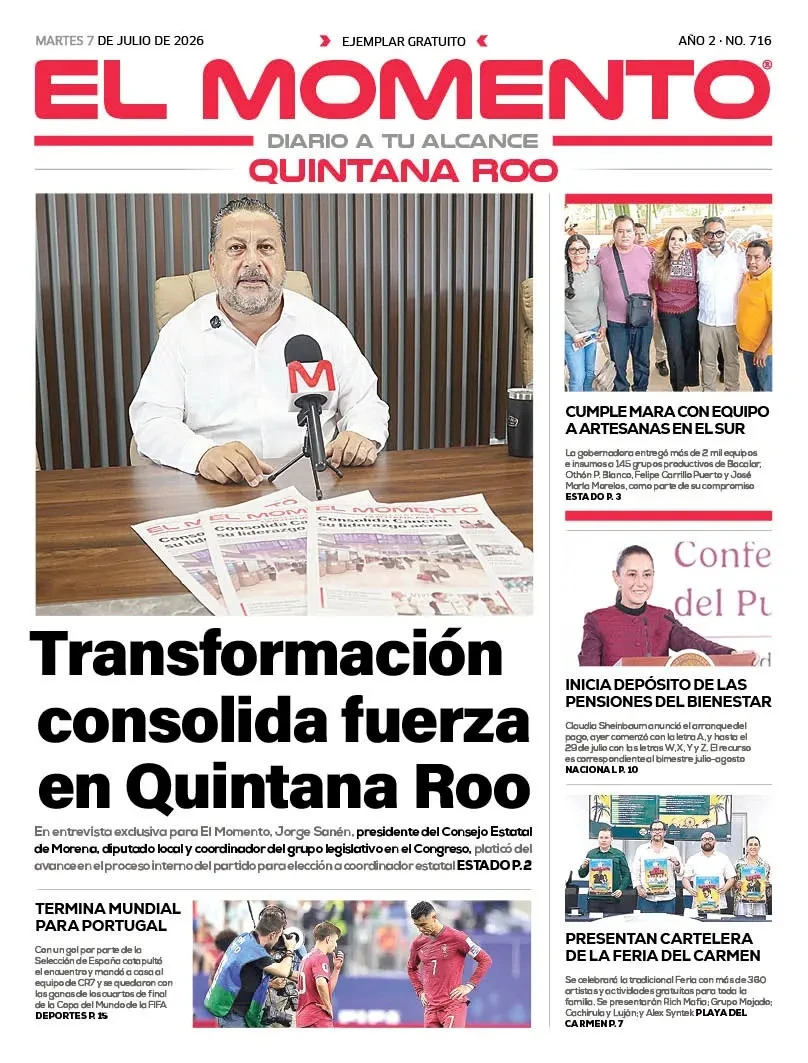 Portada de El Momento Quintana Roo del 2026-07-07