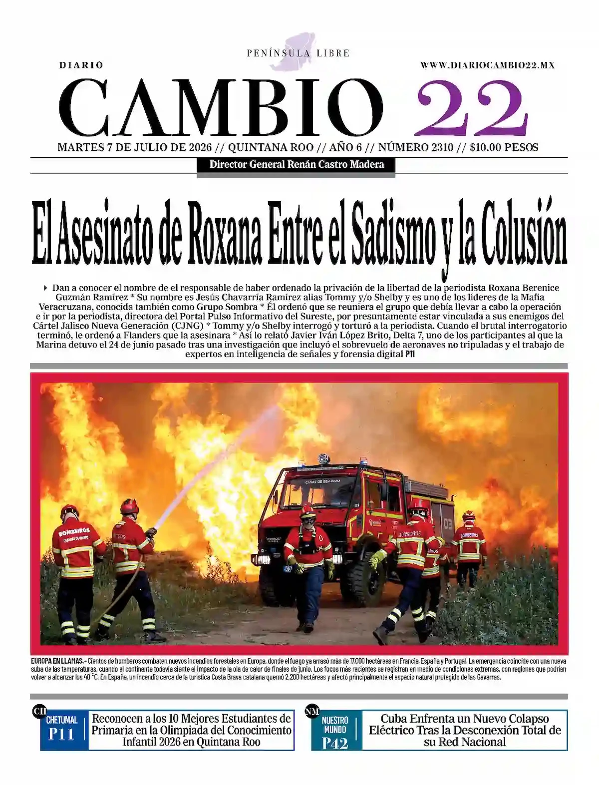 Portada de Diario Cambio 22 (contraportada)
