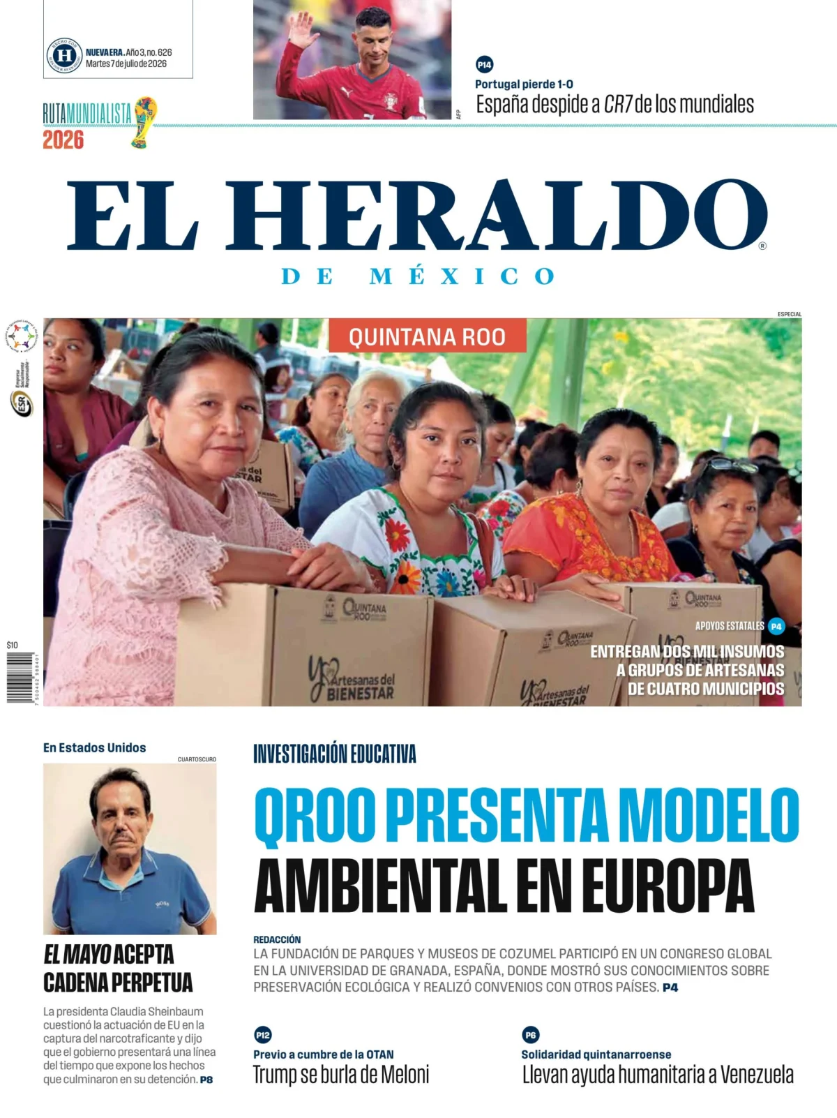 Portada de El Heraldo de Mexico - Quintana Roo