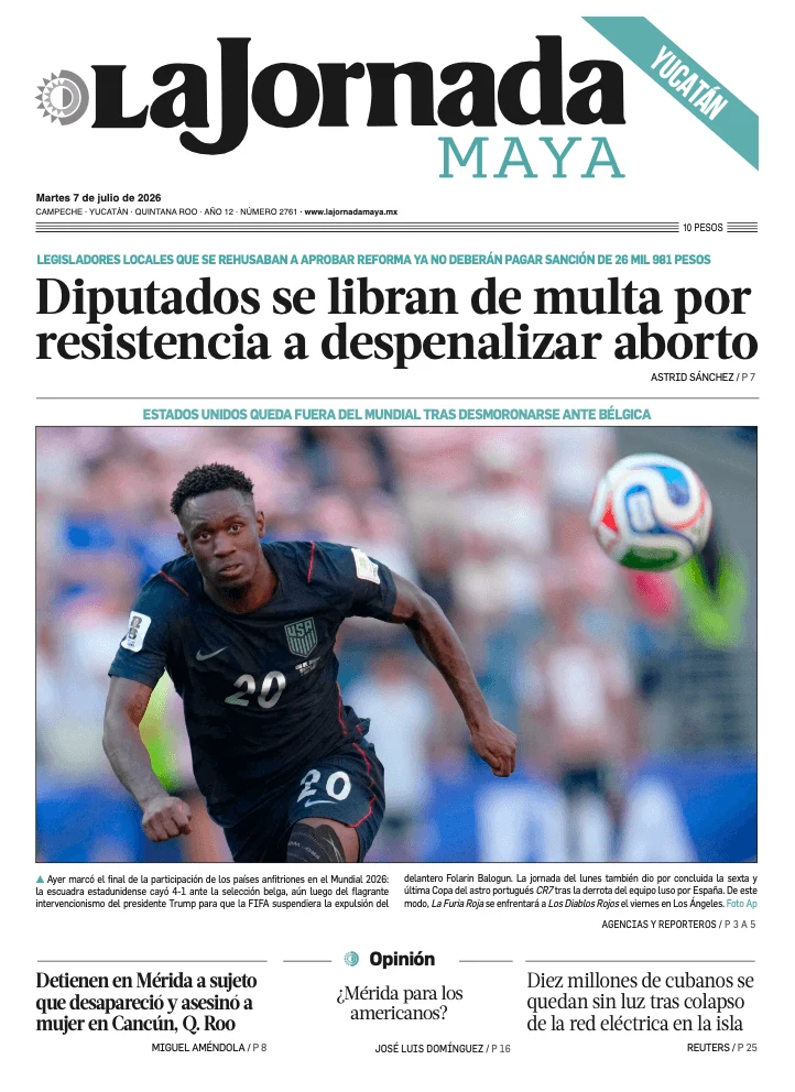 Portada de La Jornada Maya Yucatán del 2026-07-07