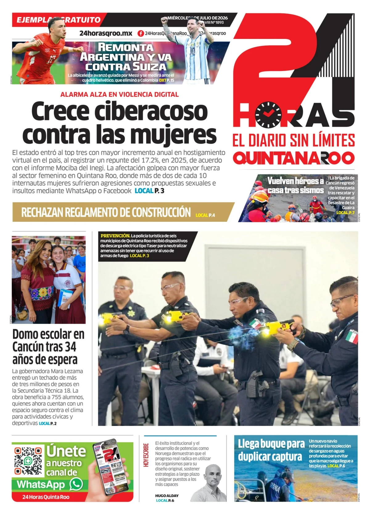 Portada de 24 Horas Quintana Roo del 2026-07-03
