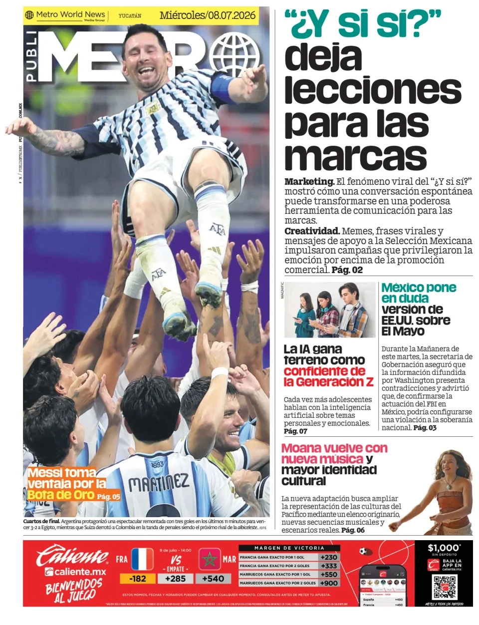 Portada de Publimetro Merida del miércoles, 8 de julio de 2026