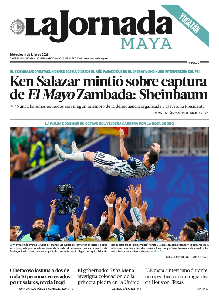 Portada de La Jornada Maya Yucatán del 2026-07-08