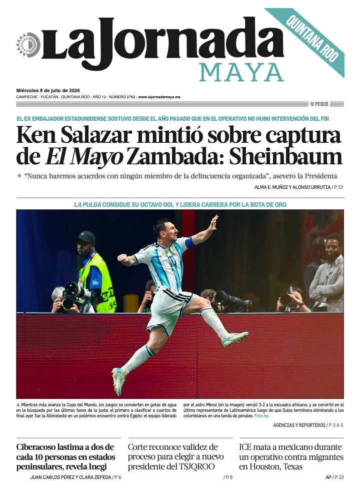 Portada de La Jornada Maya Quintana Roo del 2026-07-08