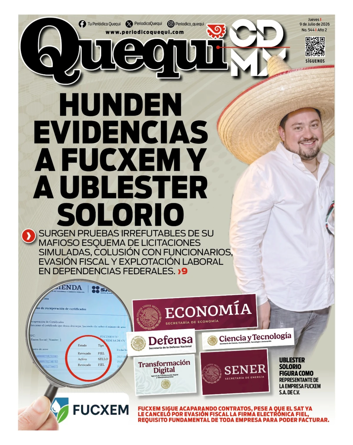Portada de Quequi CDMX del jueves, 9 de julio de 2026