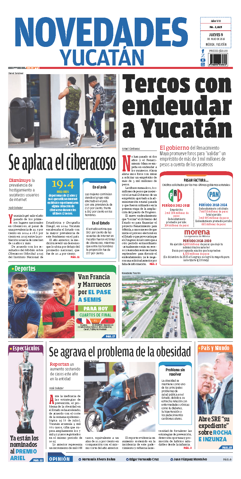 Portada de Novedades Yucatan