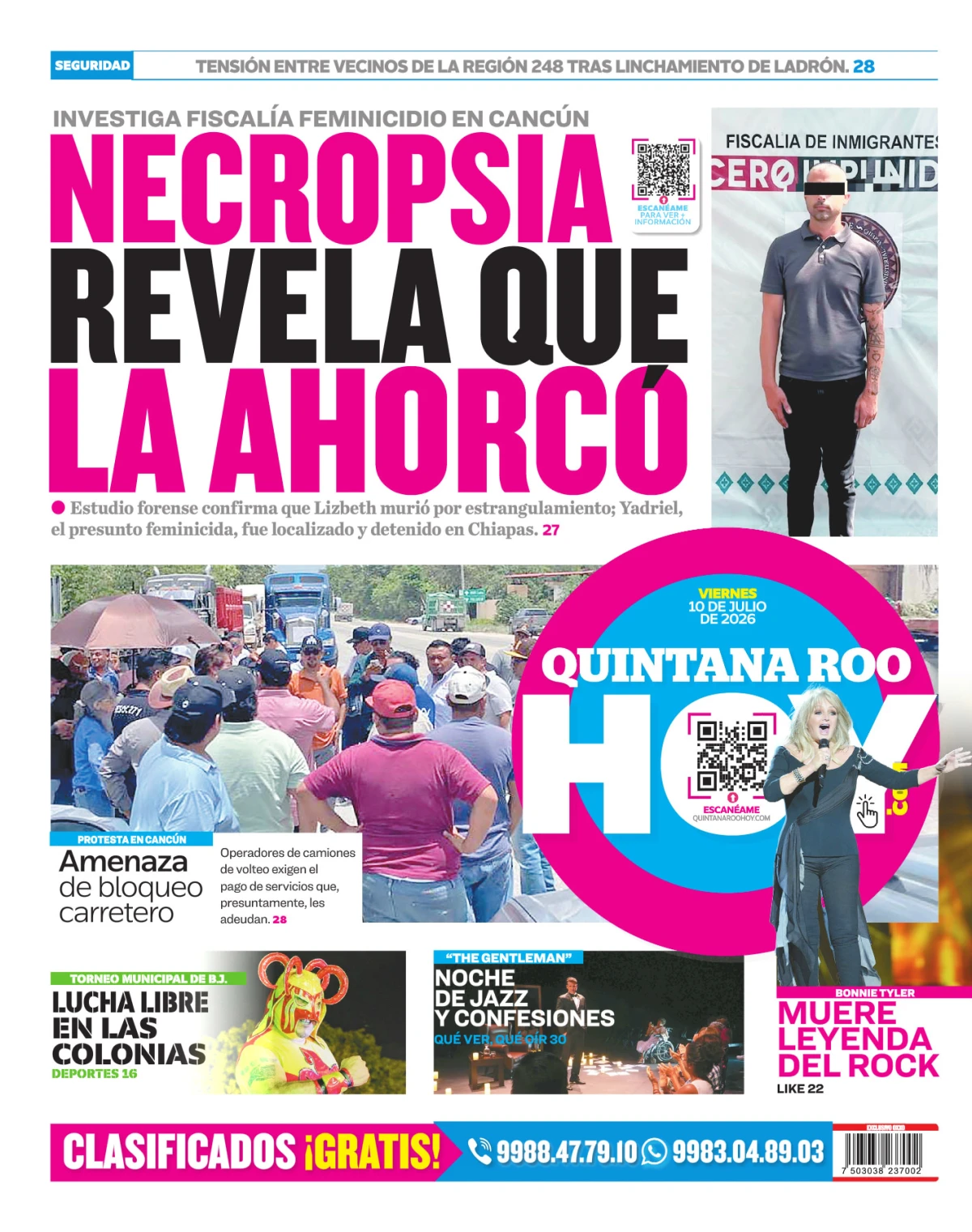 Portada de Quintana Roo Hoy (contraportada)