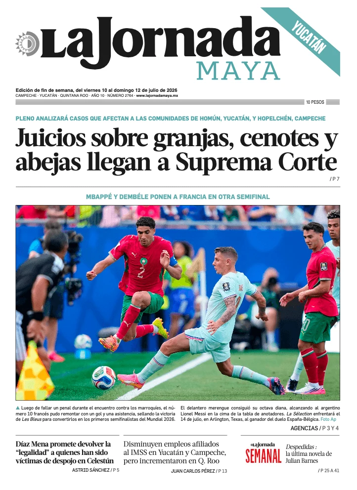 Portada de La Jornada Maya Yucatán del viernes, 10 de julio de 2026