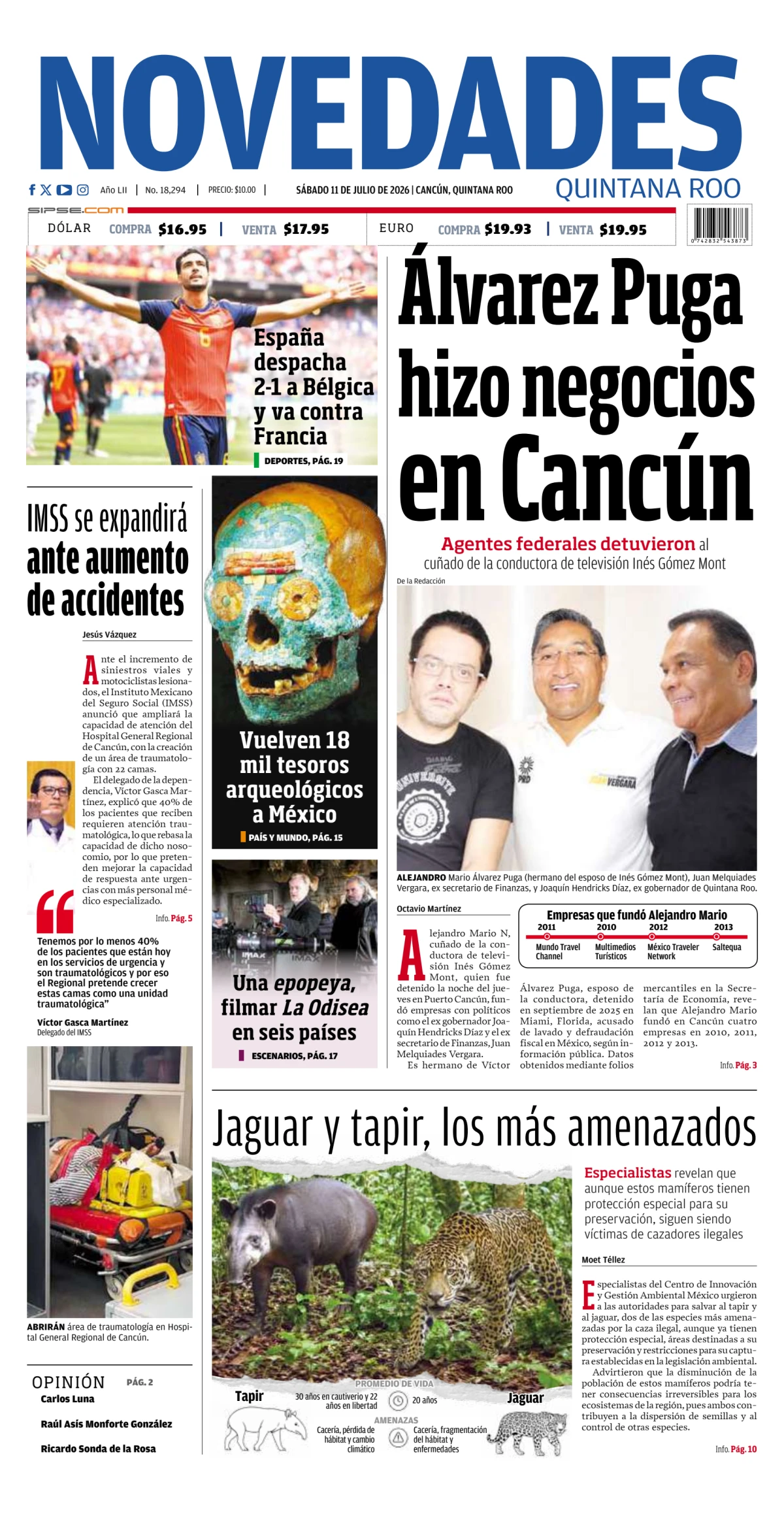 Portada de Novedades Quintana Roo del 2026-07-11