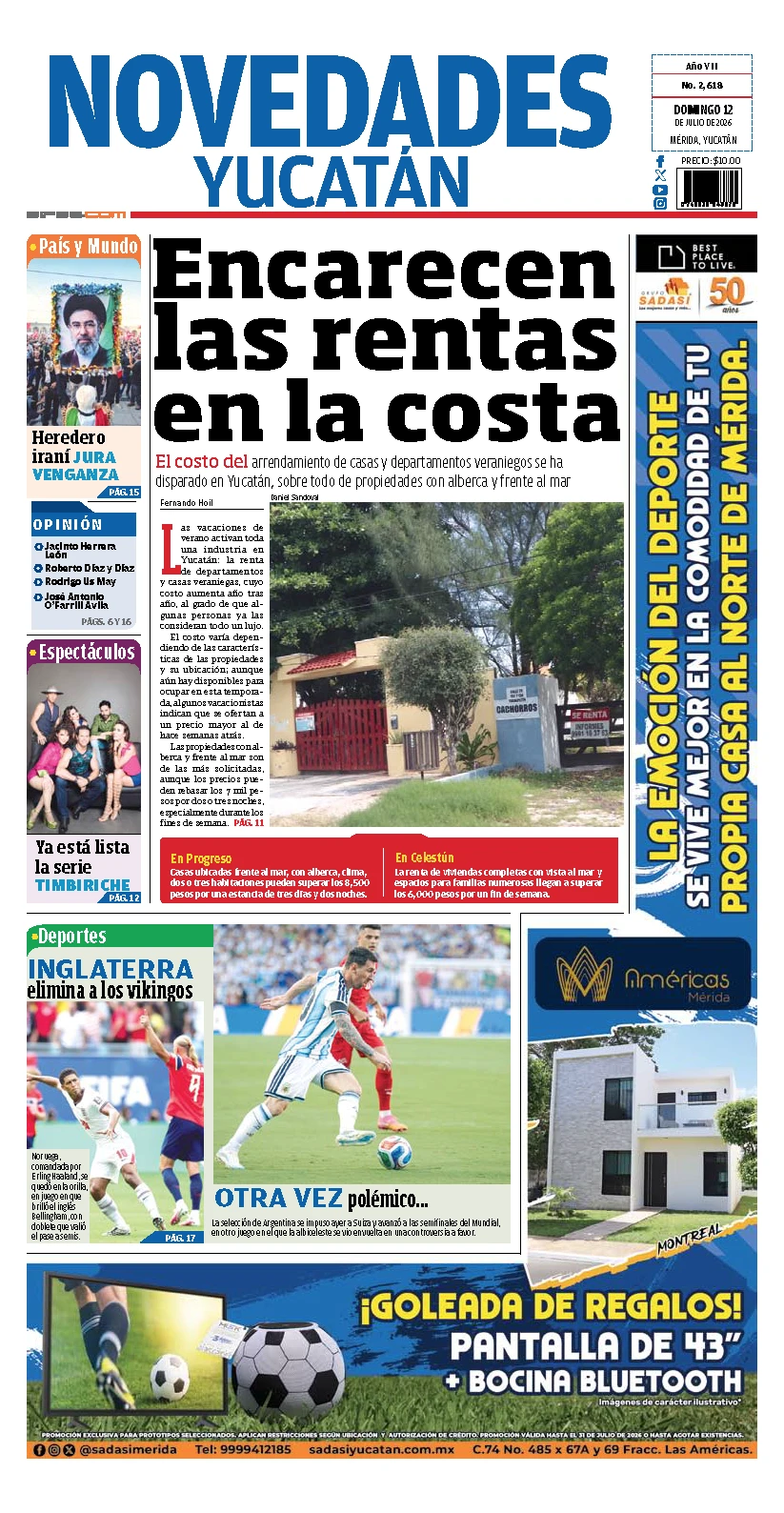 Portada de Novedades Yucatan
