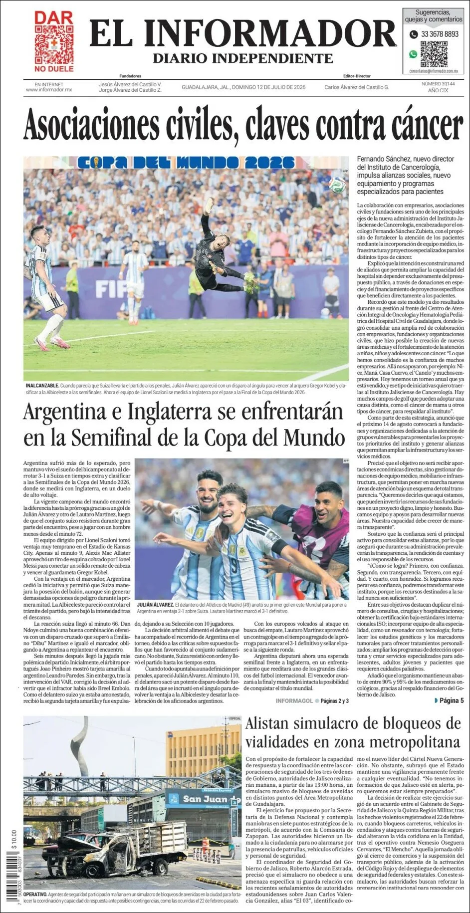 Portada de El Informador