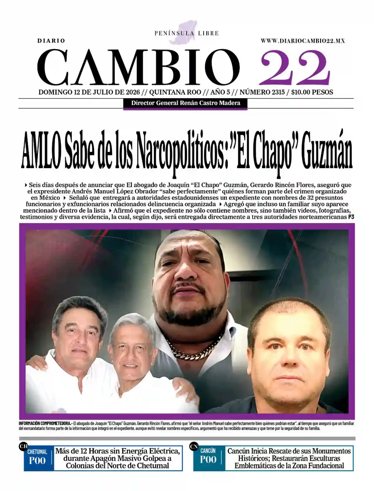 Portada de Diario Cambio 22 (portada)