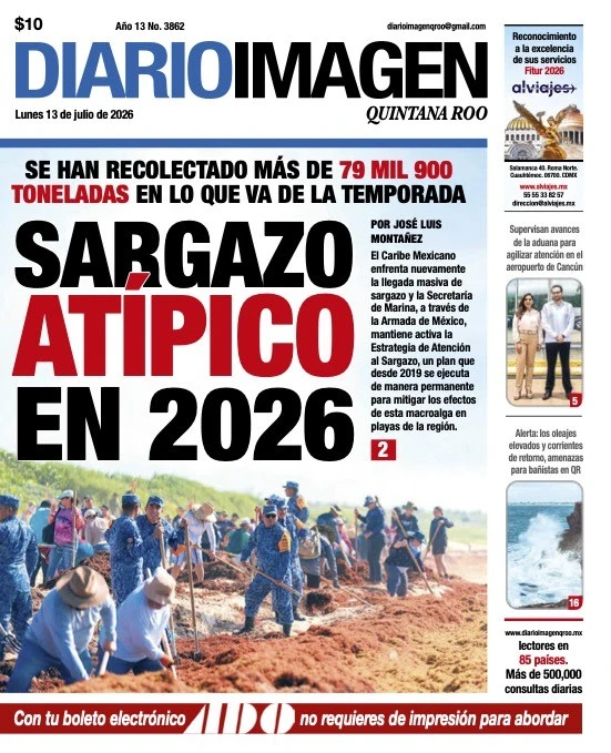 Portada de Diario Imagen Quintana Roo del lunes, 13 de julio de 2026