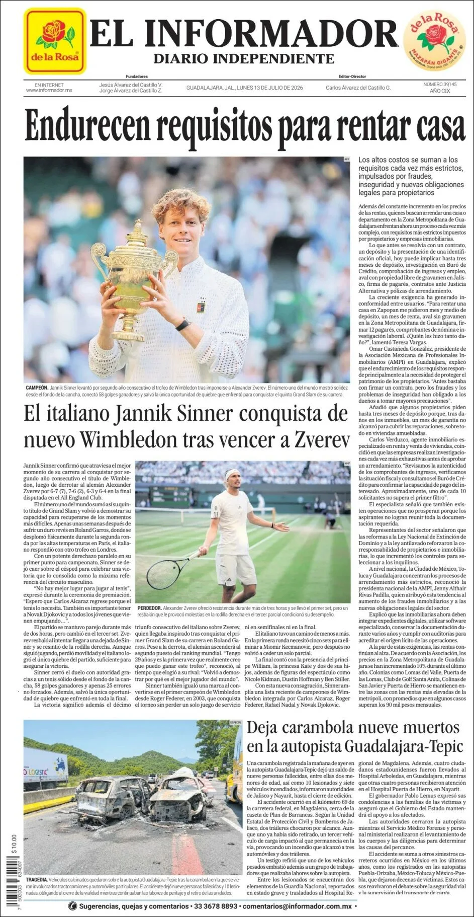 Portada de El Informador