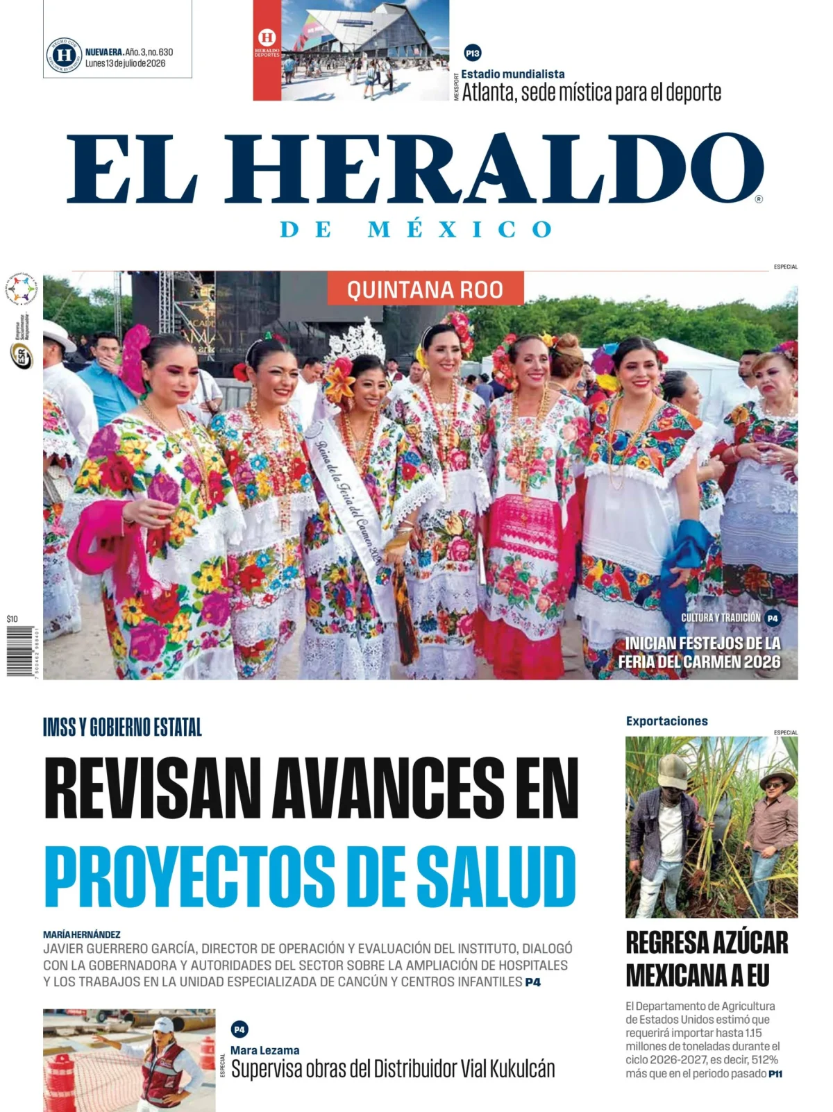Portada de El Heraldo de Mexico - Quintana Roo