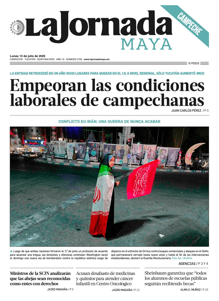 Portada de La Jornada Maya Campeche del lunes, 13 de julio de 2026