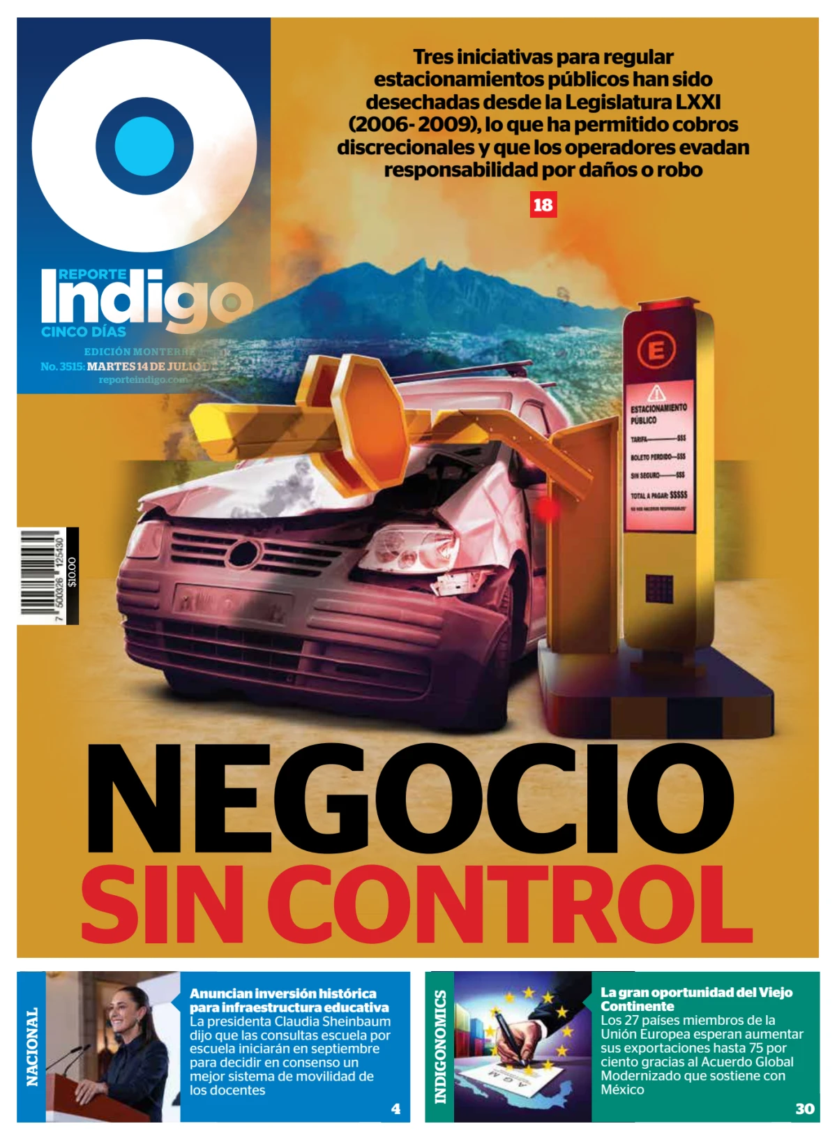 Portada de Reporte Indigo Monterrey del martes, 14 de julio de 2026