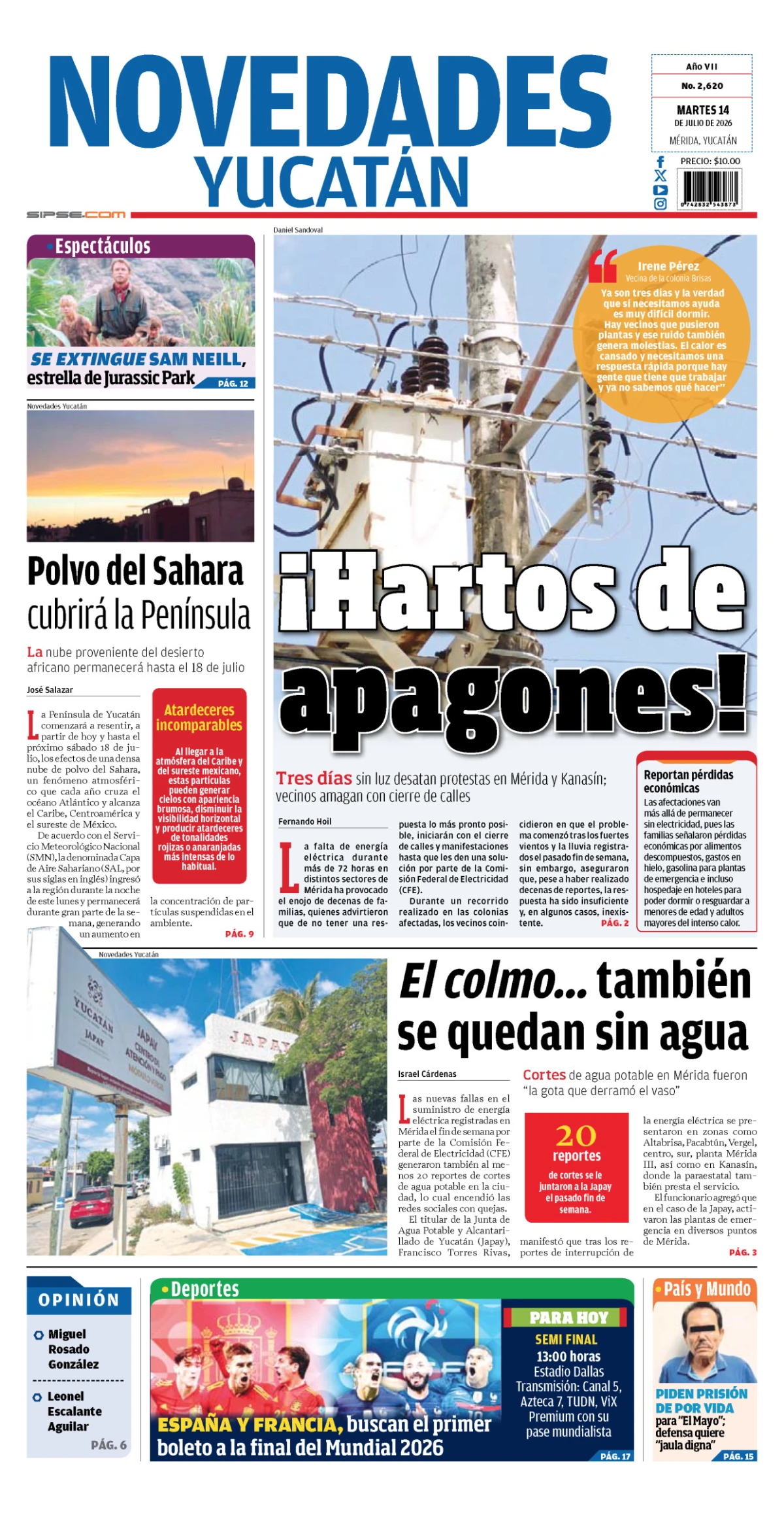 Portada de Novedades Yucatan