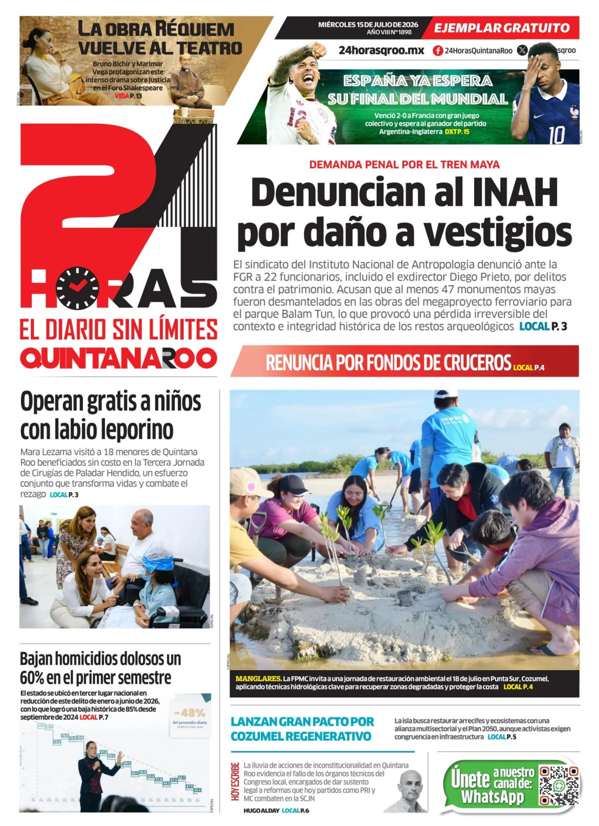 Portada de 24 Horas Quintana Roo