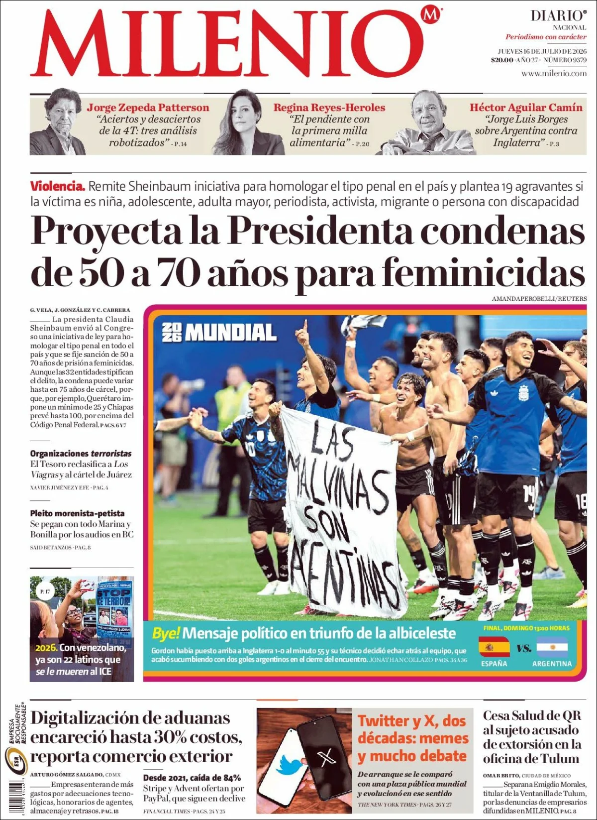 Portada de Milenio
