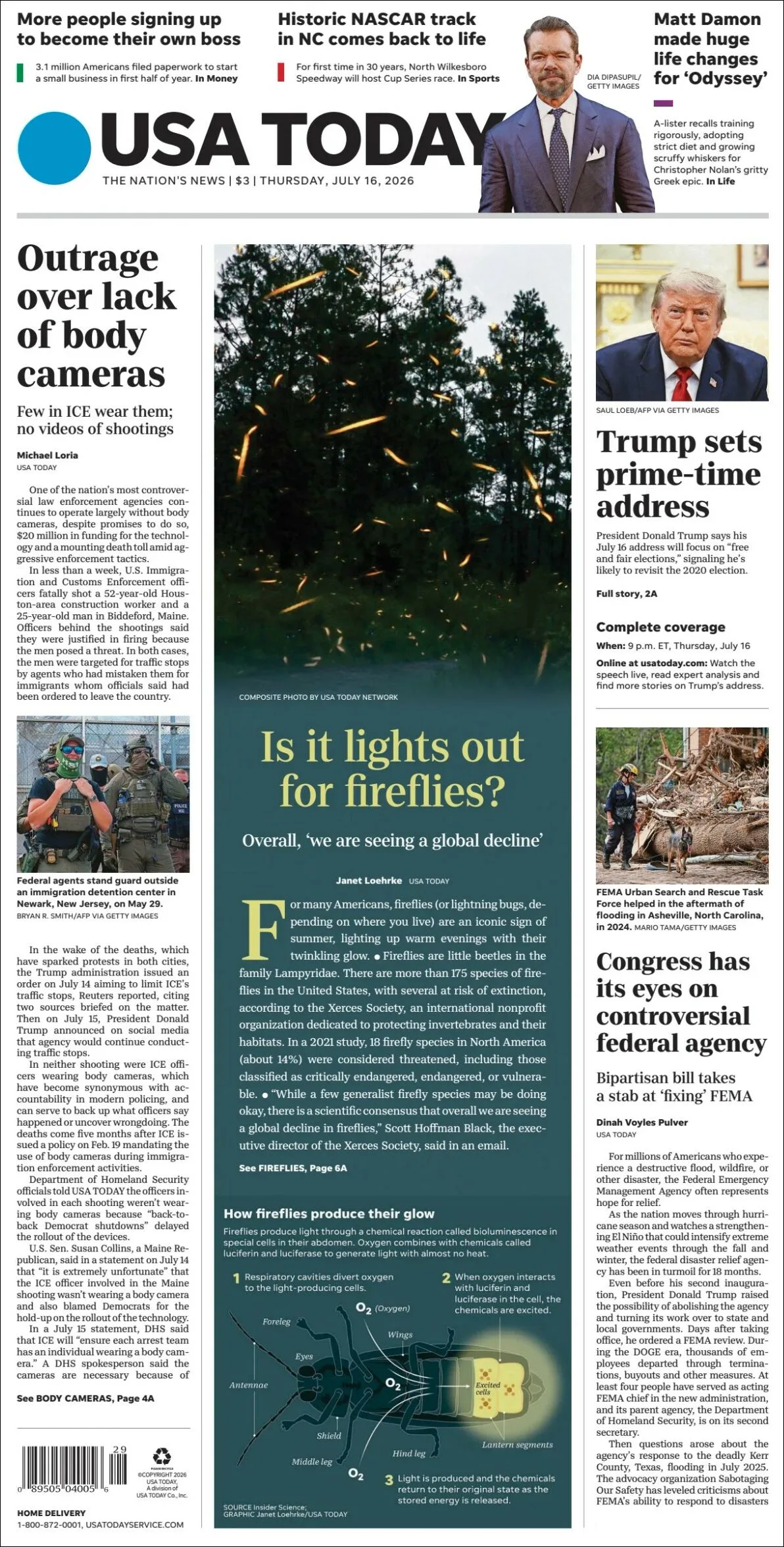 Portada de Usa Today