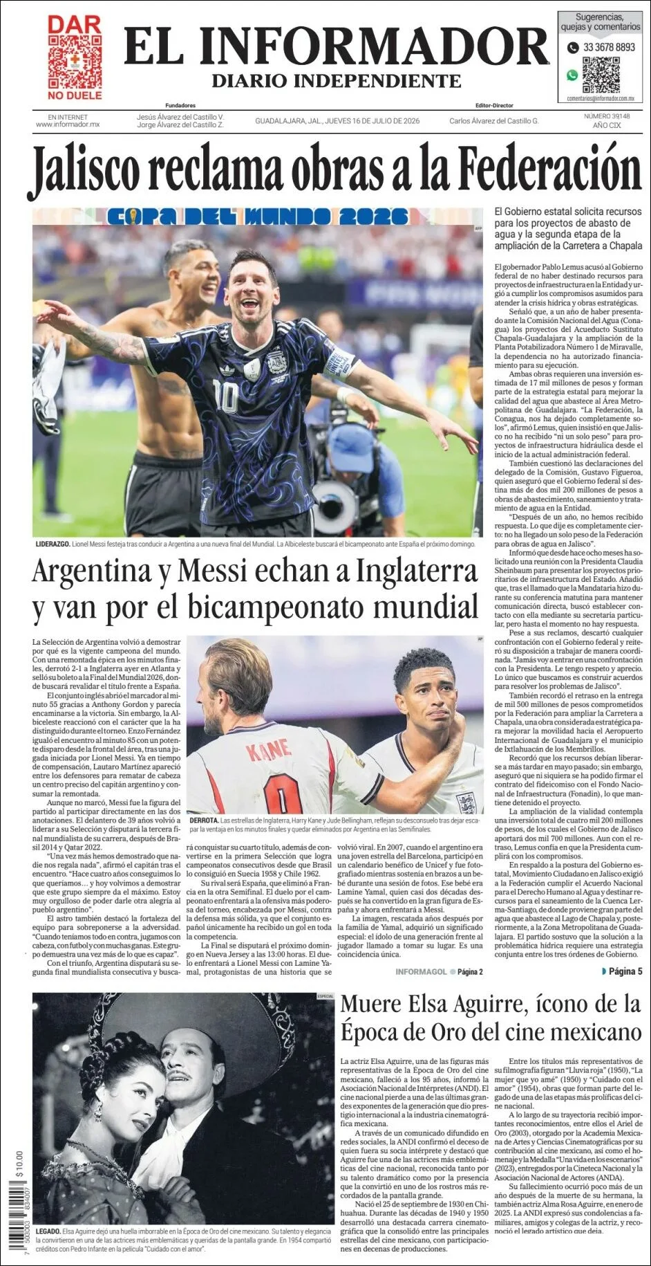 Portada de El Informador