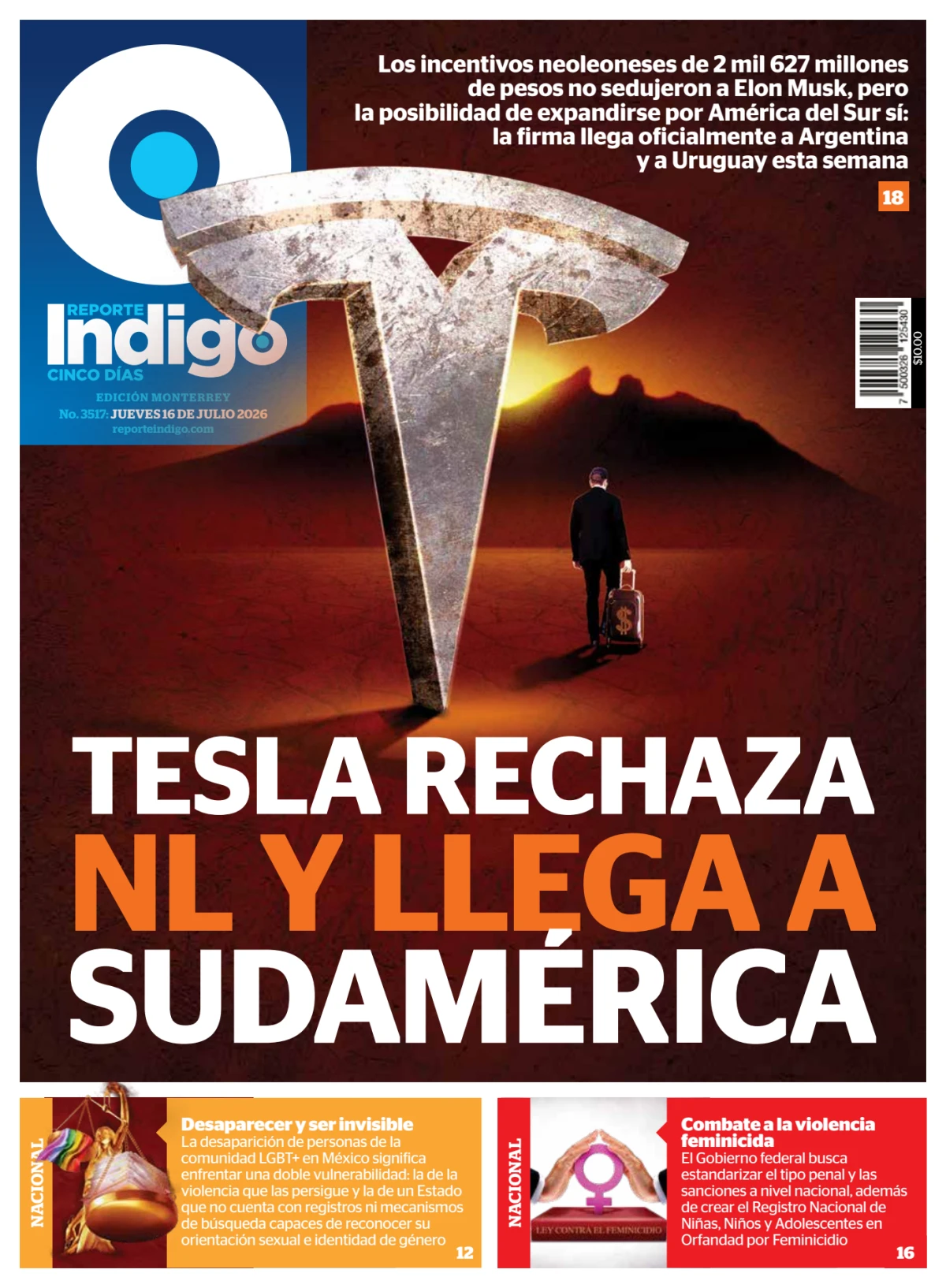 Portada de Reporte Indigo Monterrey del jueves, 16 de julio de 2026