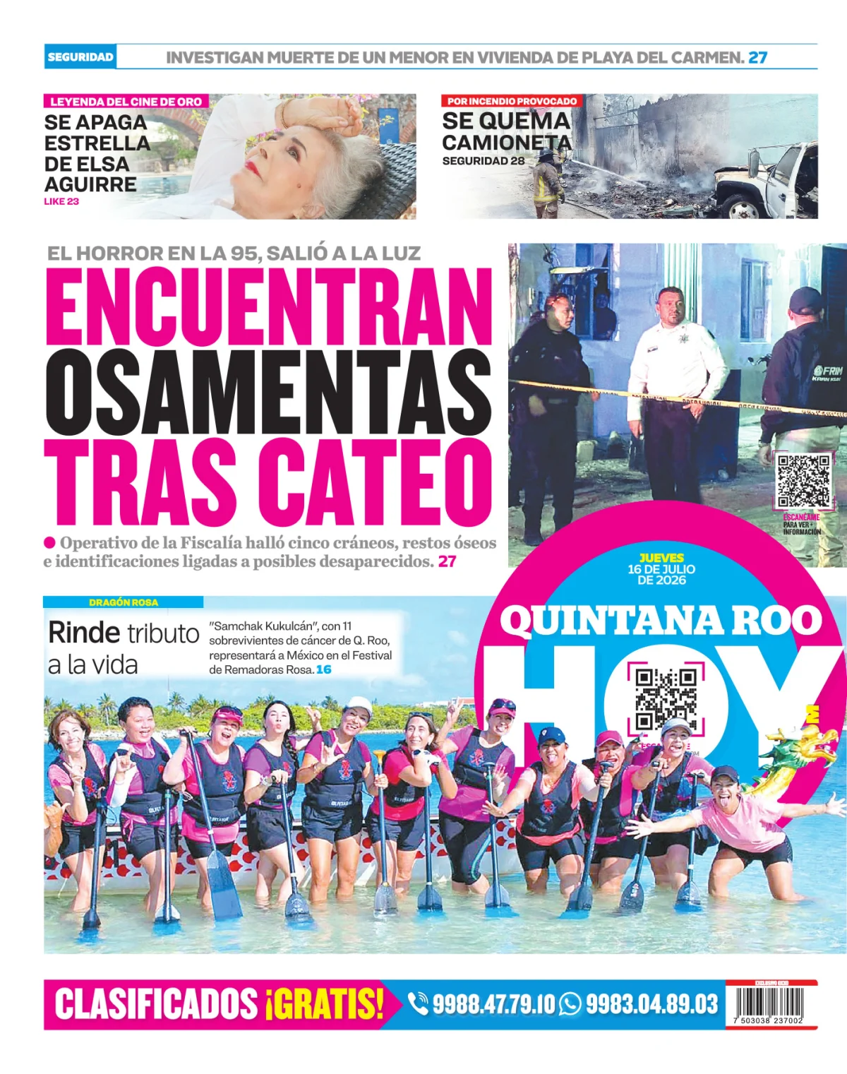 Portada de Quintana Roo Hoy (contraportada)