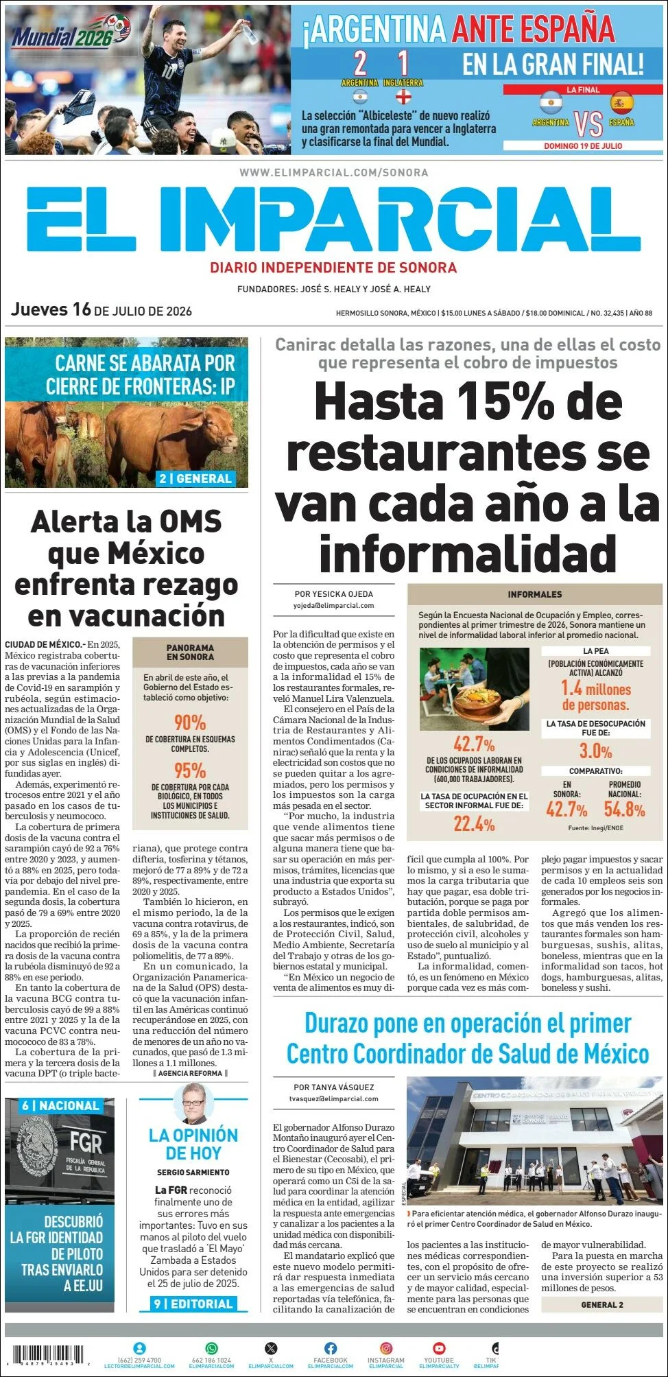 Portada de El Imparcial