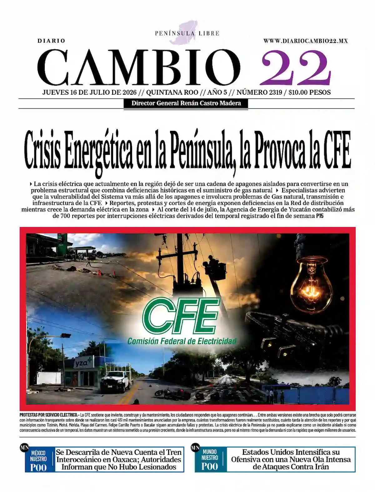 Portada de Diario Cambio 22 (portada)