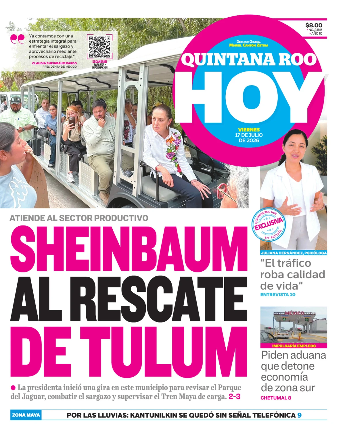 Portada de Quintana Roo Hoy (portada)