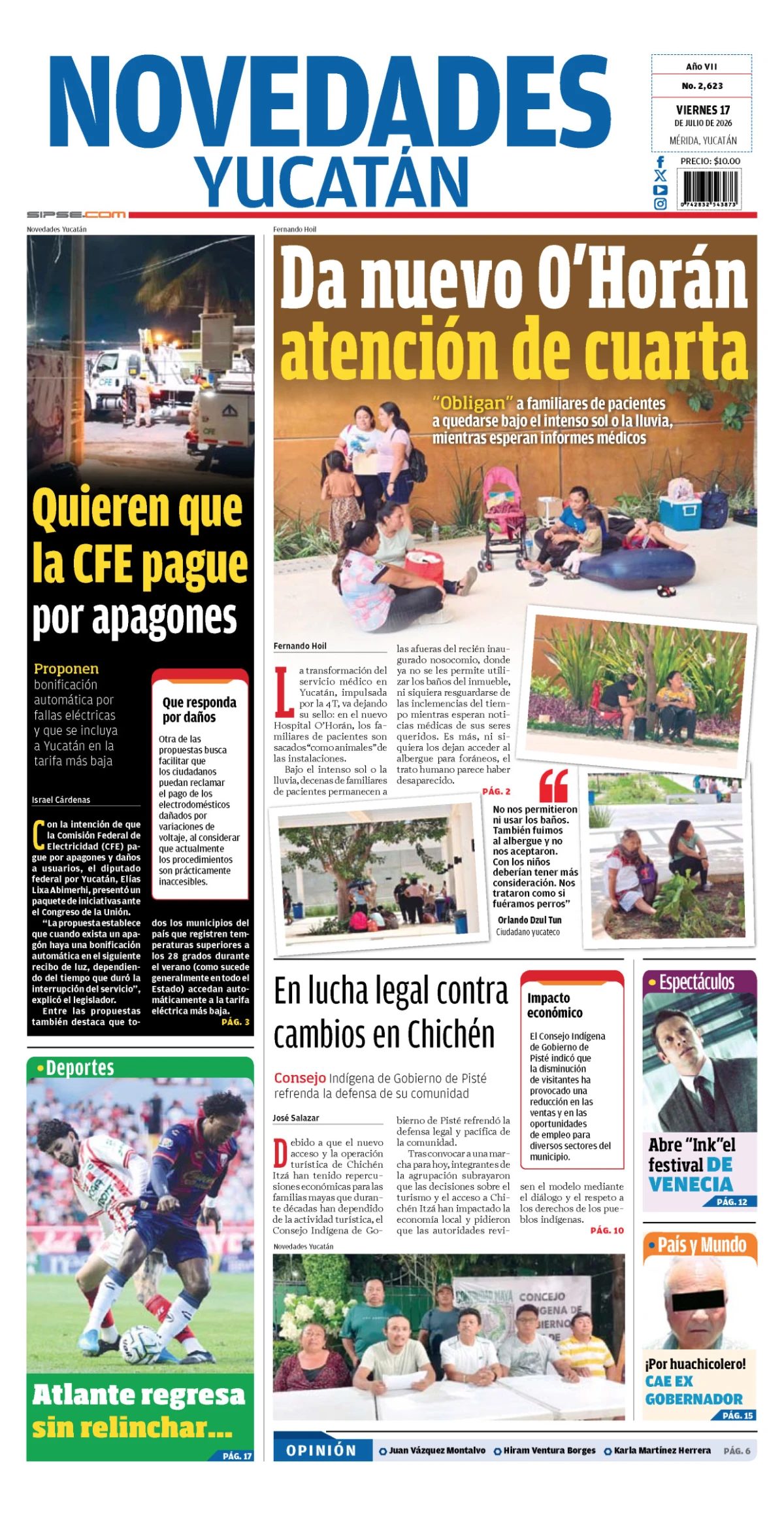 Portada de Novedades Yucatan
