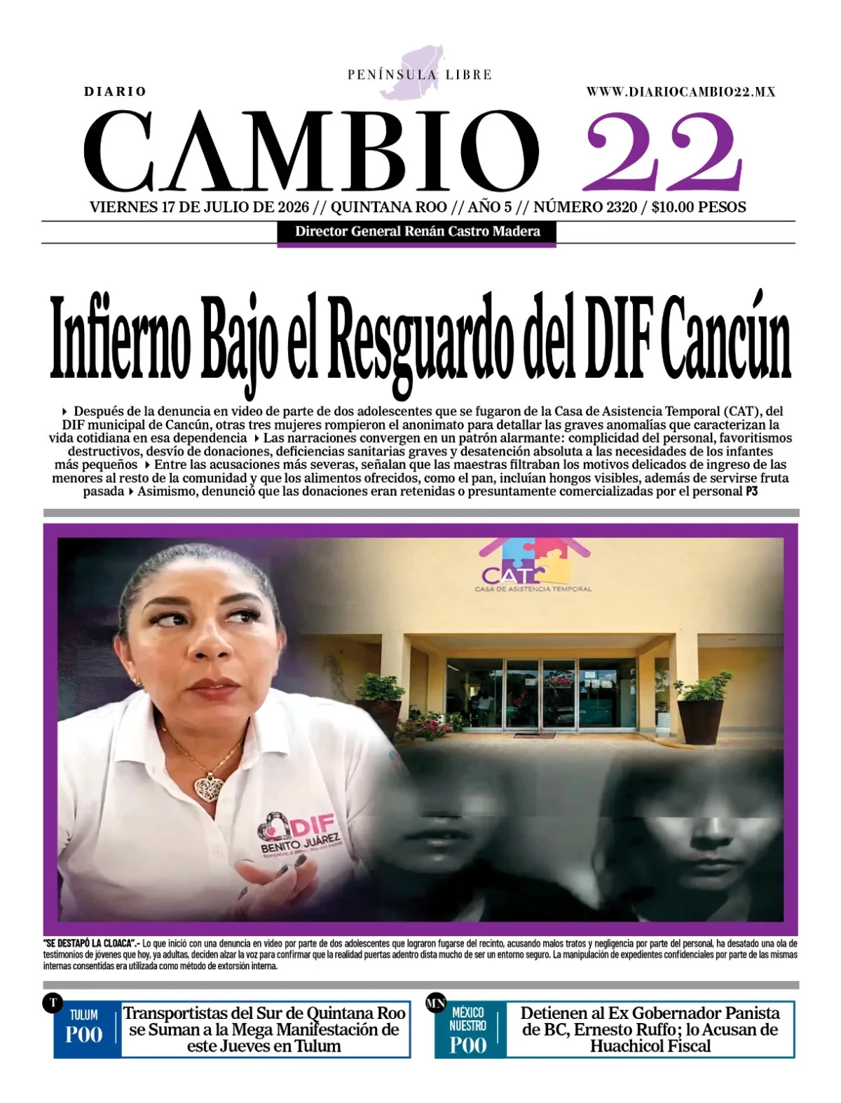Portada de Diario Cambio 22 (portada)