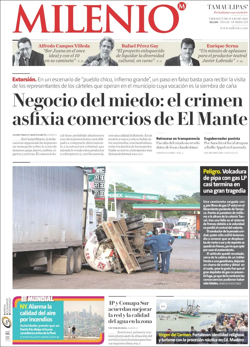 Portada de Milenio Tamaulipas