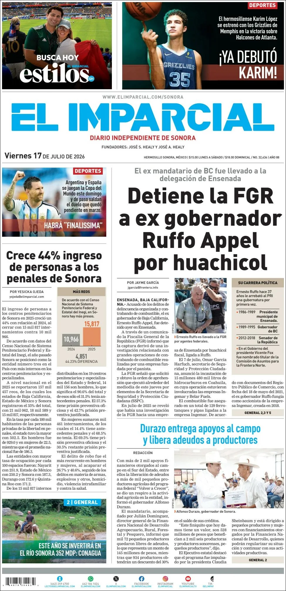 Portada de El Imparcial