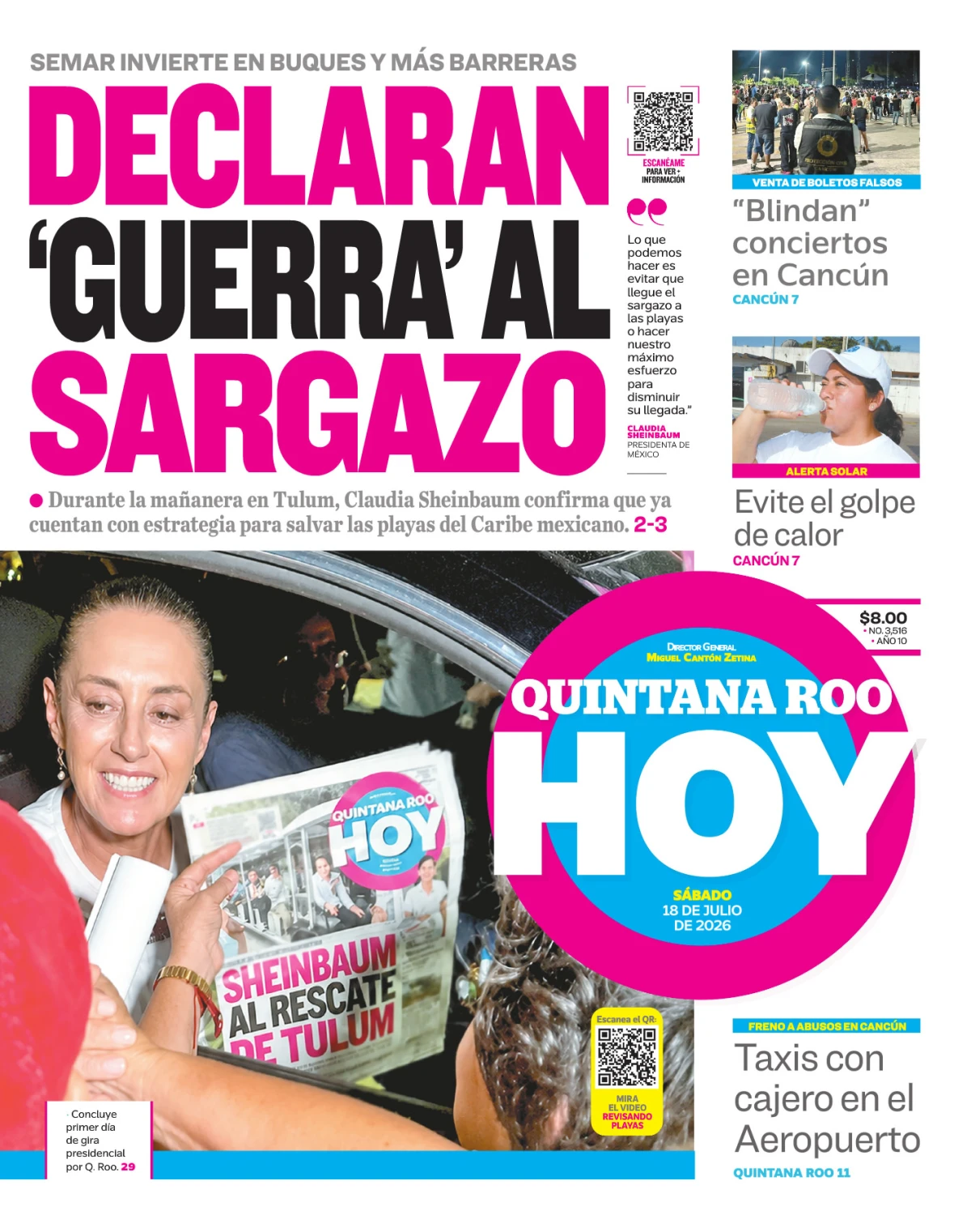 Portada de Quintana Roo Hoy (portada)