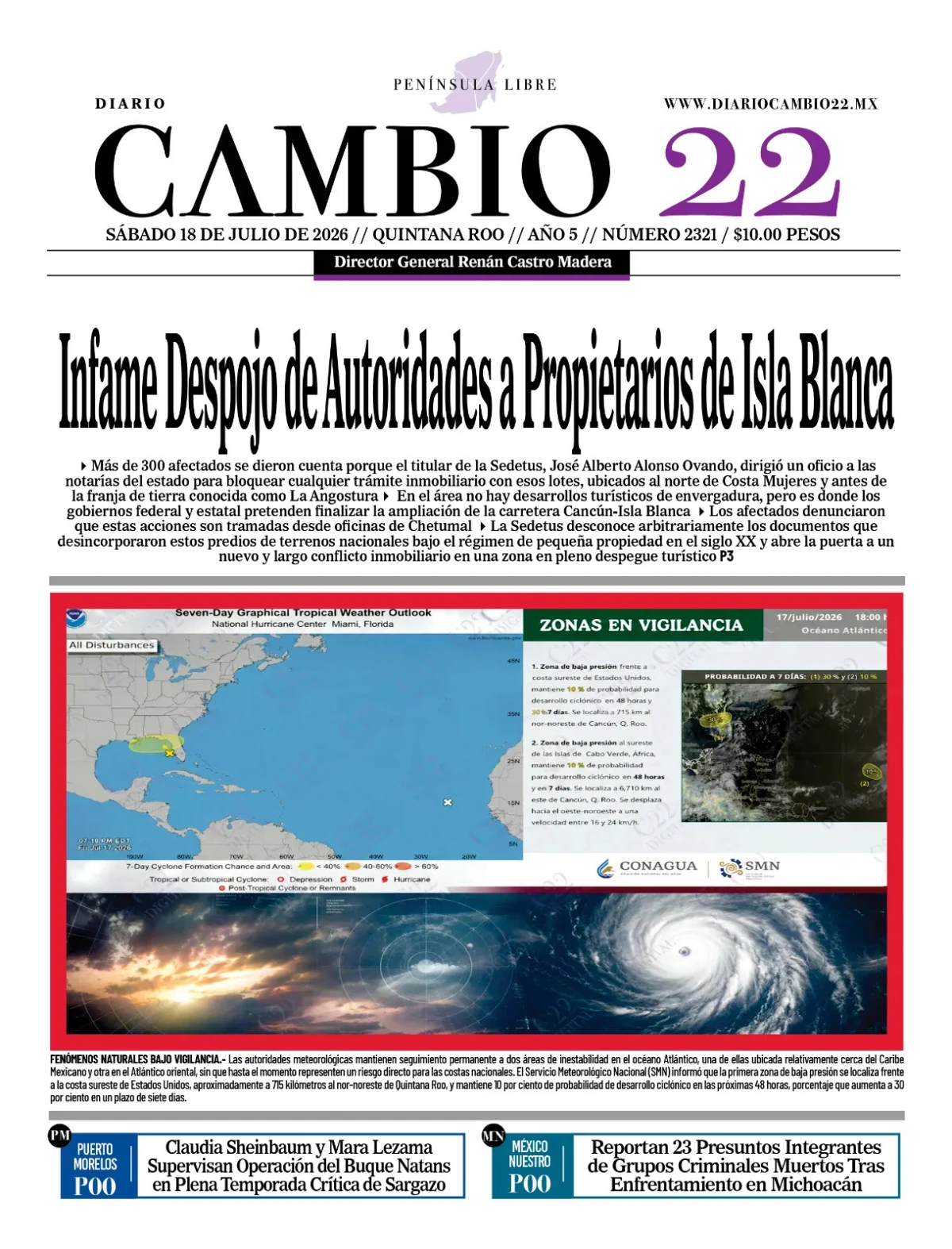 Portada de Diario Cambio 22 (portada)