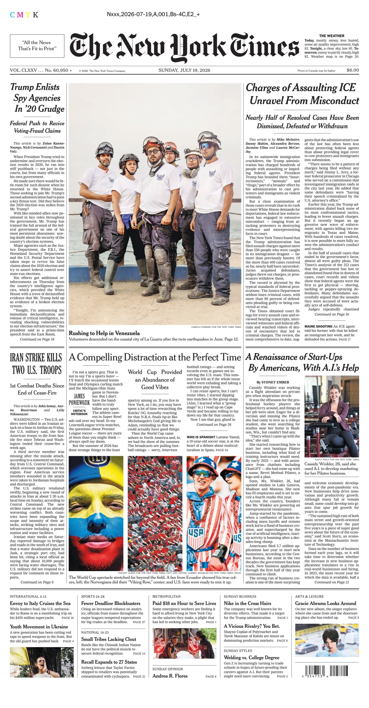 Portada de The New York Times (new York)